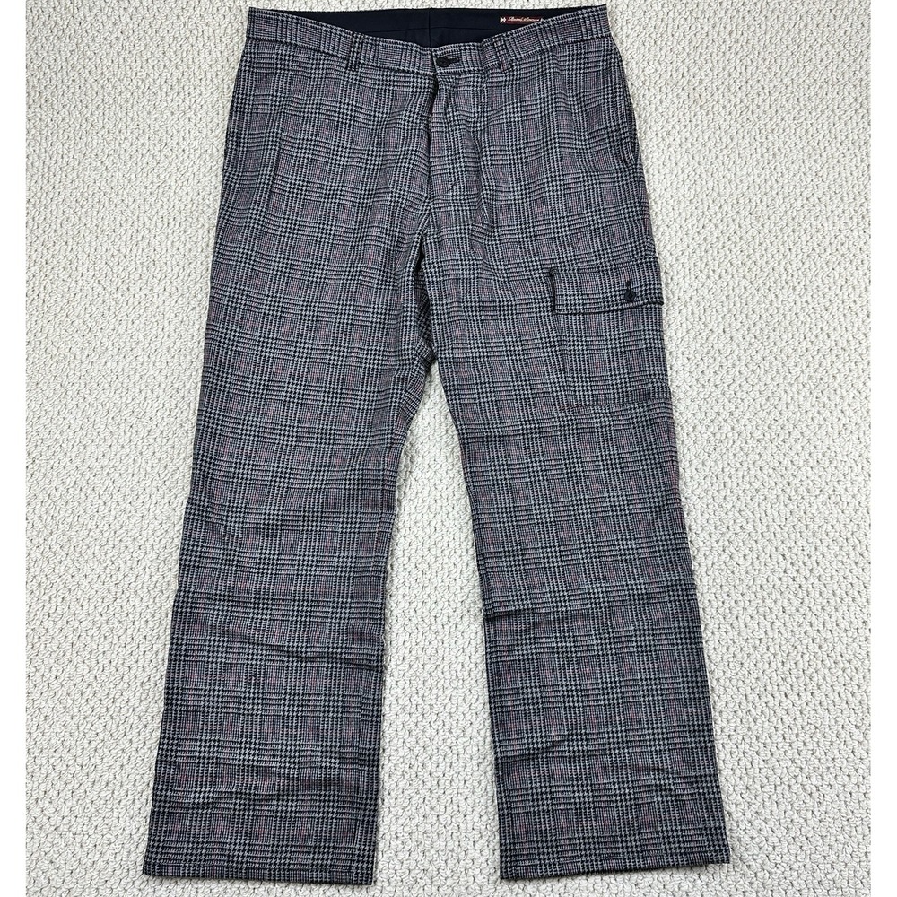 Argyleculture Russell Simmons Pant Mens 38 Glen Plaid Wool Blend Relax Straight